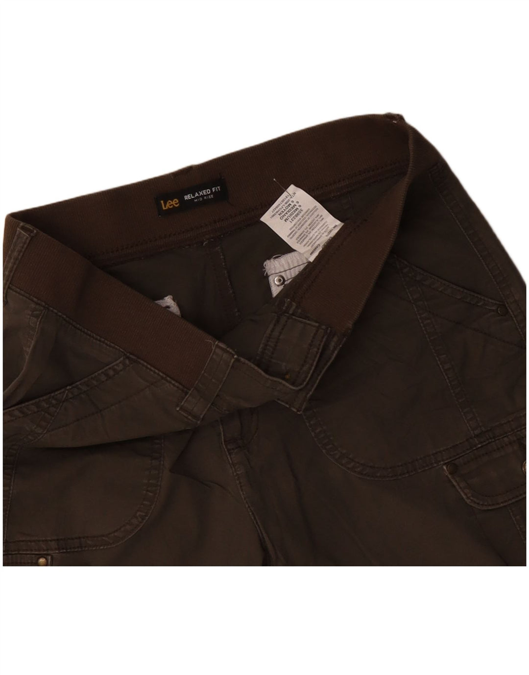 Pantaloncini cargo LEE da donna a vita media con vestibilità rilassata US 6 medi W30 cotone kaki