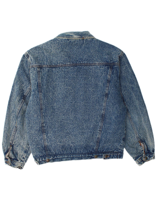 Giacca vintage in denim Sherpa da uomo IT 48 cotone blu medio