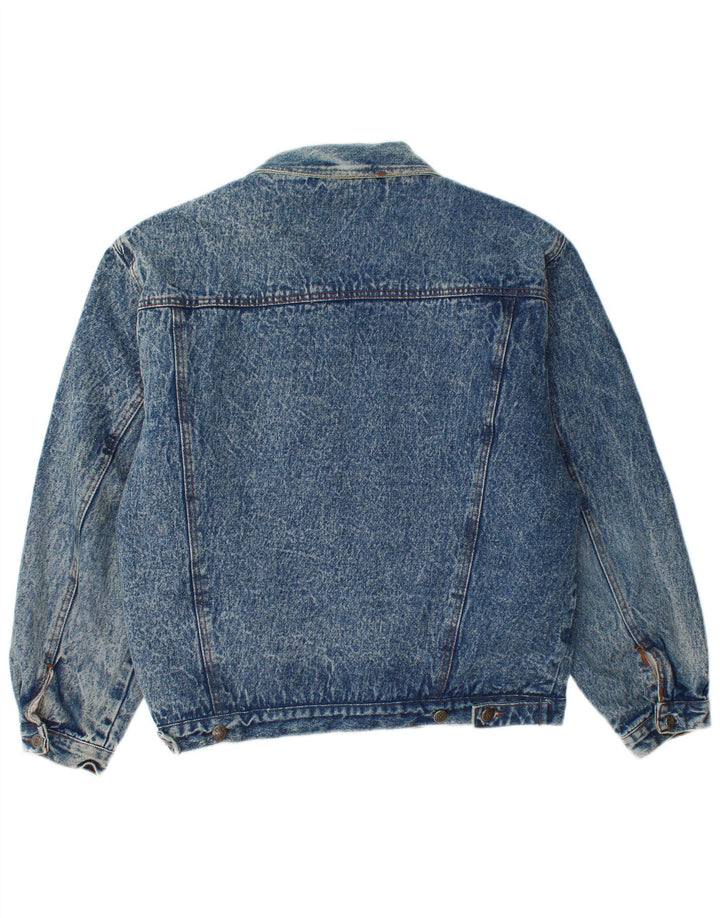 Giacca vintage in denim Sherpa da uomo IT 48 cotone blu medio