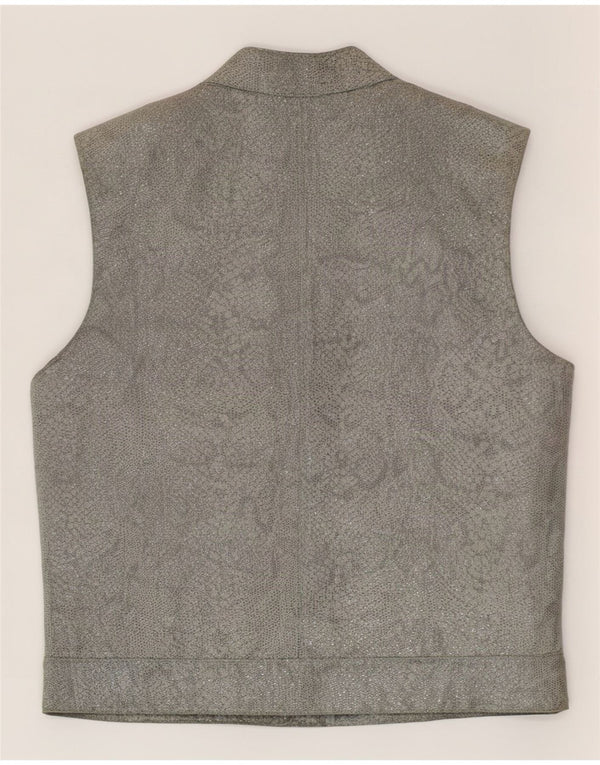 Gilet In Pelle Donna Conbipel IT 44 Grigio Medio Stampa Animalier