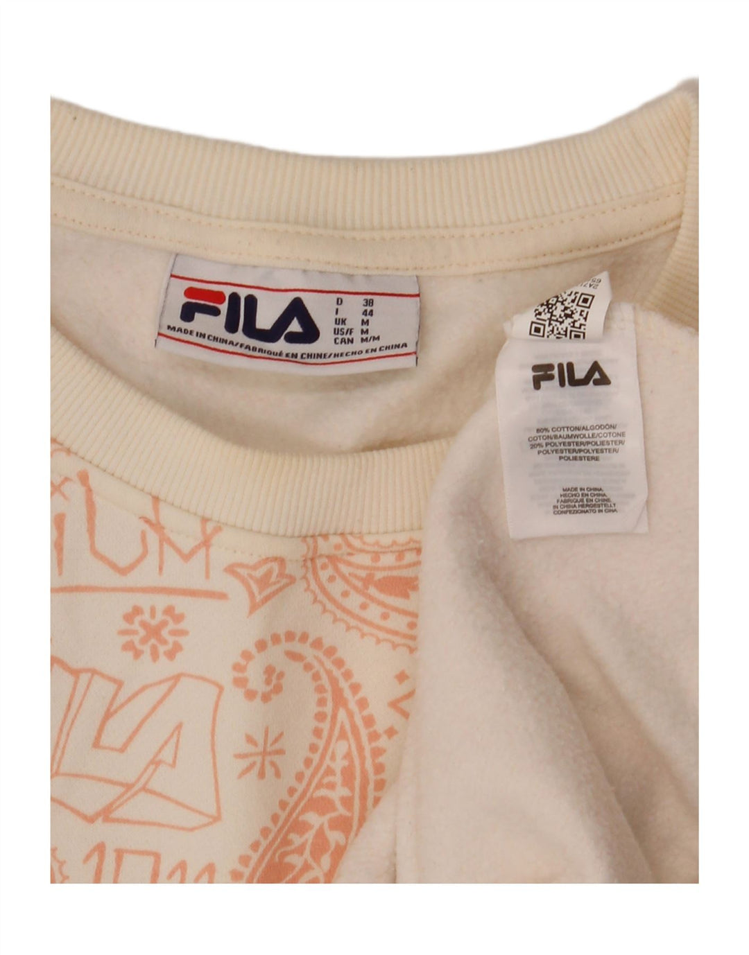 Tuta intera oversize grafica da donna Fila UK 14 Medium Off White Paisley