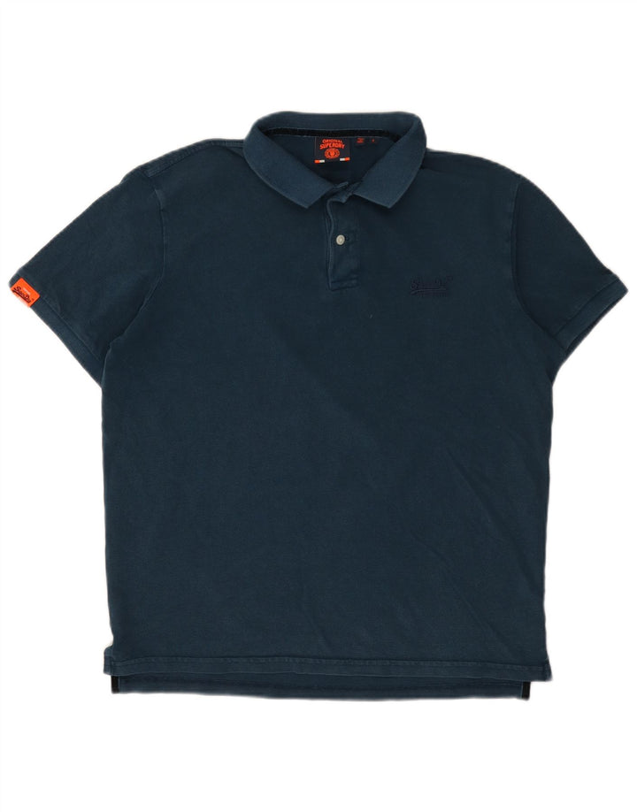 Polo da uomo Superdry Large in cotone blu navy