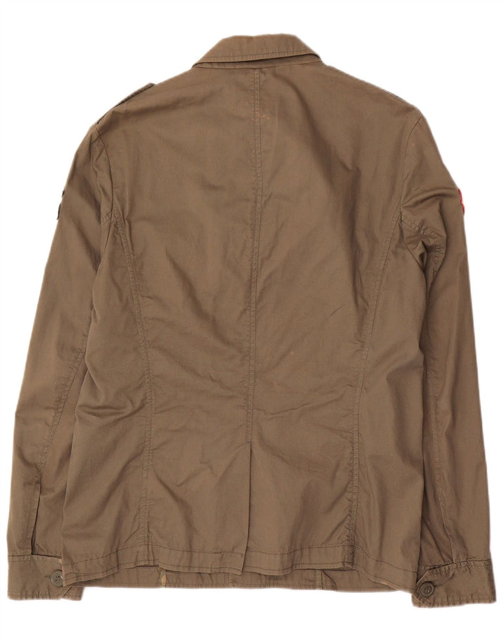 Giacca militare grafica da uomo Guru UK 40 grande cotone marrone