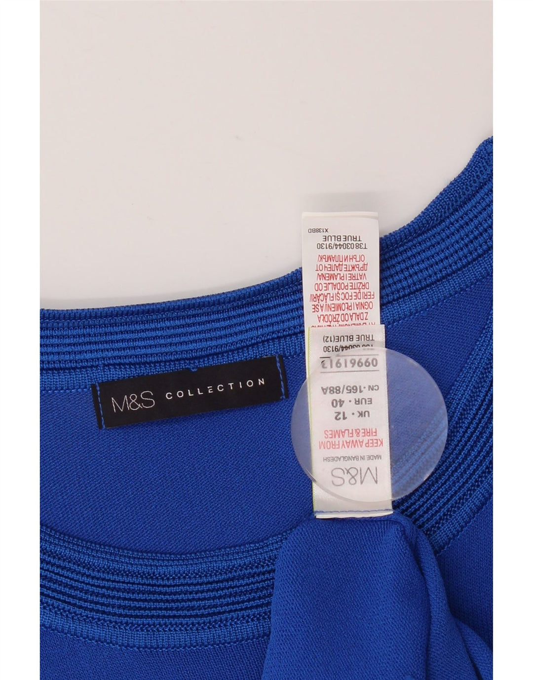 Top camicetta da donna Marks & Spencer UK 12 Viscosa geometrica blu medio