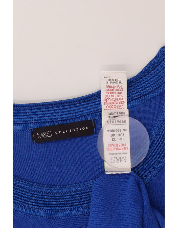 Top camicetta da donna Marks & Spencer UK 12 Viscosa geometrica blu medio