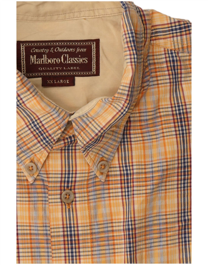 Camicia a maniche corte da uomo Marlboro Classics 2XL a quadri beige