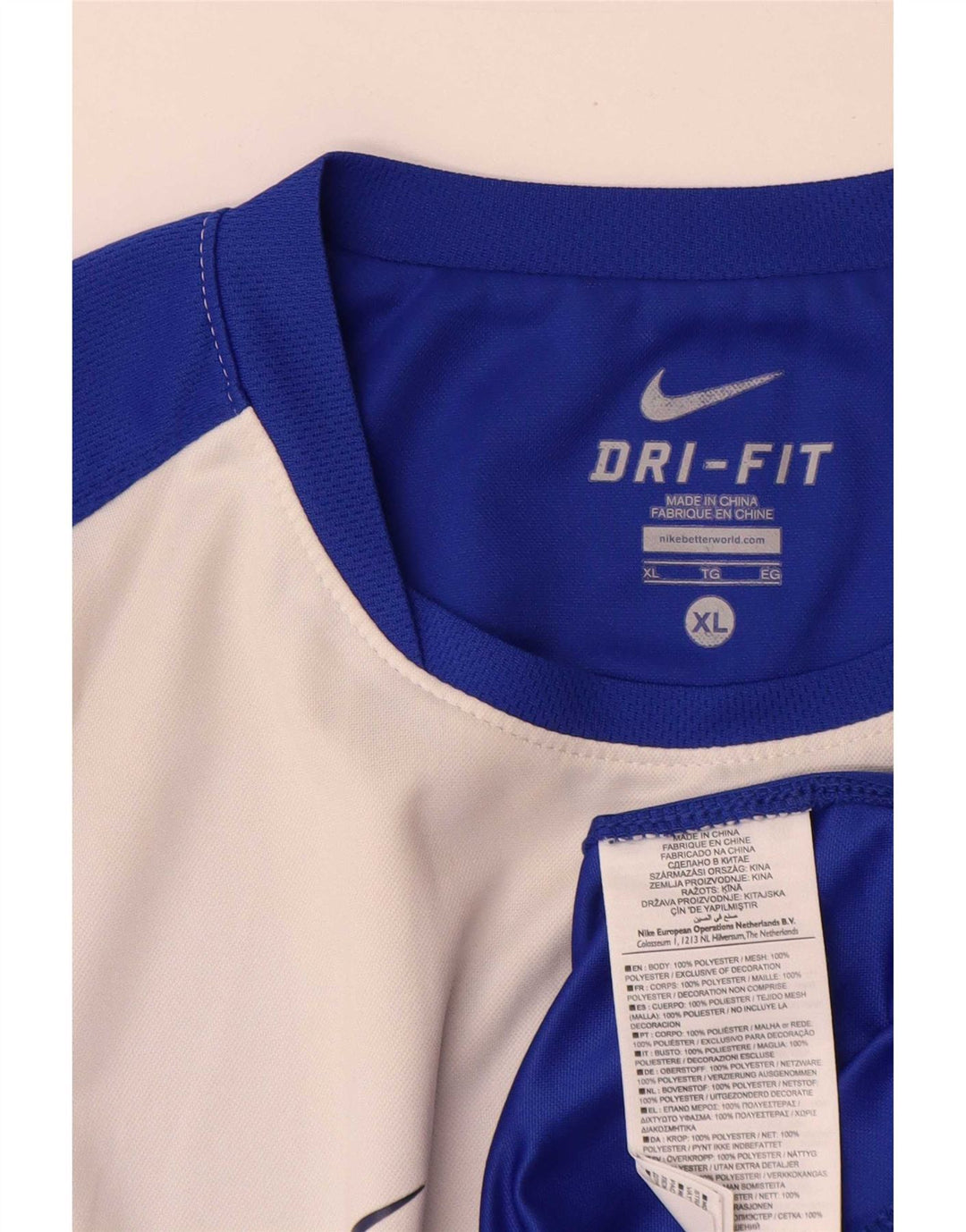 T-shirt Nike da uomo Dri Fit Top XL blu poliestere color block