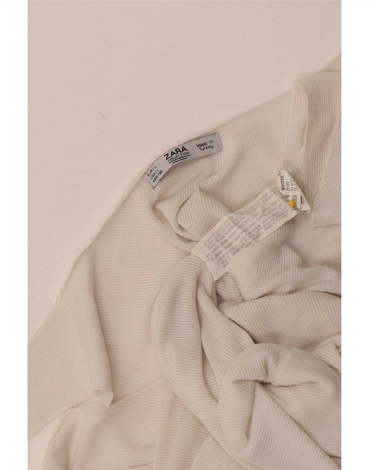 Canotta corta da donna Zara UK 14 grande poliestere bianco