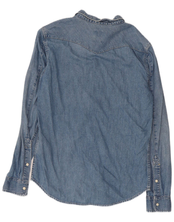 Camicia di jeans da uomo LEE in cotone blu medio