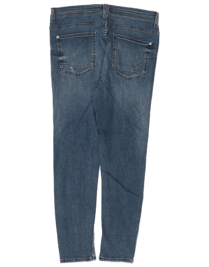 Jeans slim invecchiati da uomo Zara EU 42 Large W32 L27 cotone blu