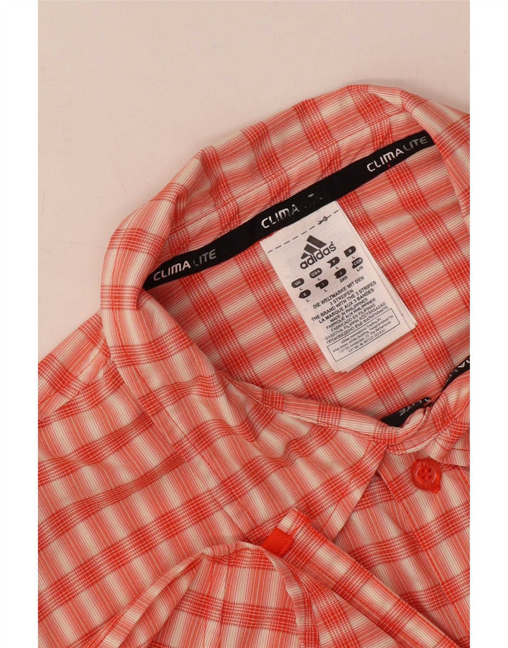 Maglia a maniche corte Adidas Climalite da uomo, in poliestere a quadri arancioni grandi