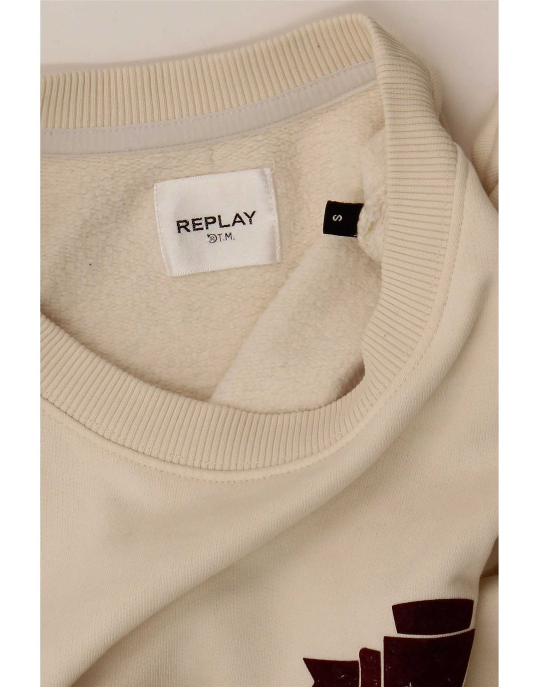 Felpa oversize da donna Replay, maglione UK 10 piccolo beige
