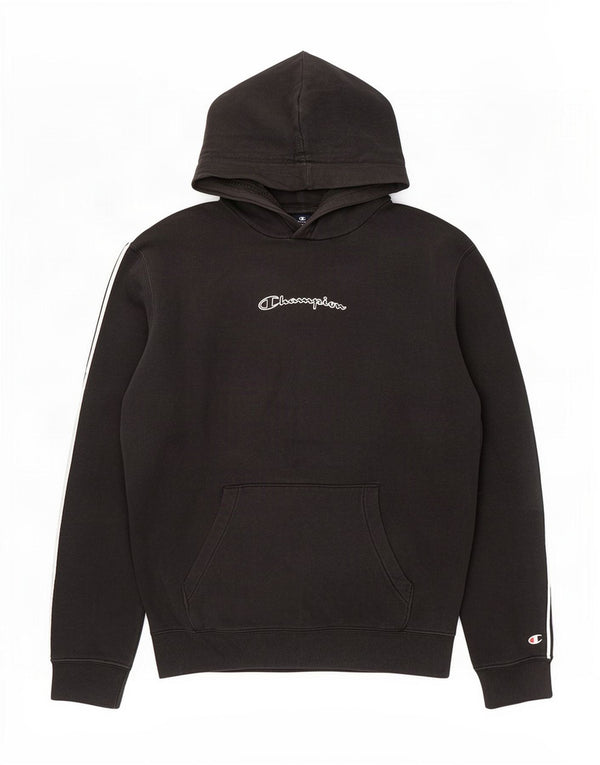 Maglione con cappuccio grafico da uomo Champion in cotone nero medio