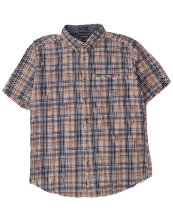 EDDIE BAUER Camicia da uomo a maniche corte vestibilità classica a quadri multicolore medio
