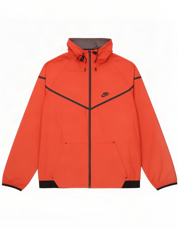 Giacca antipioggia con cappuccio da uomo Nike UK 42 XL Rosso Colourblock Nylon