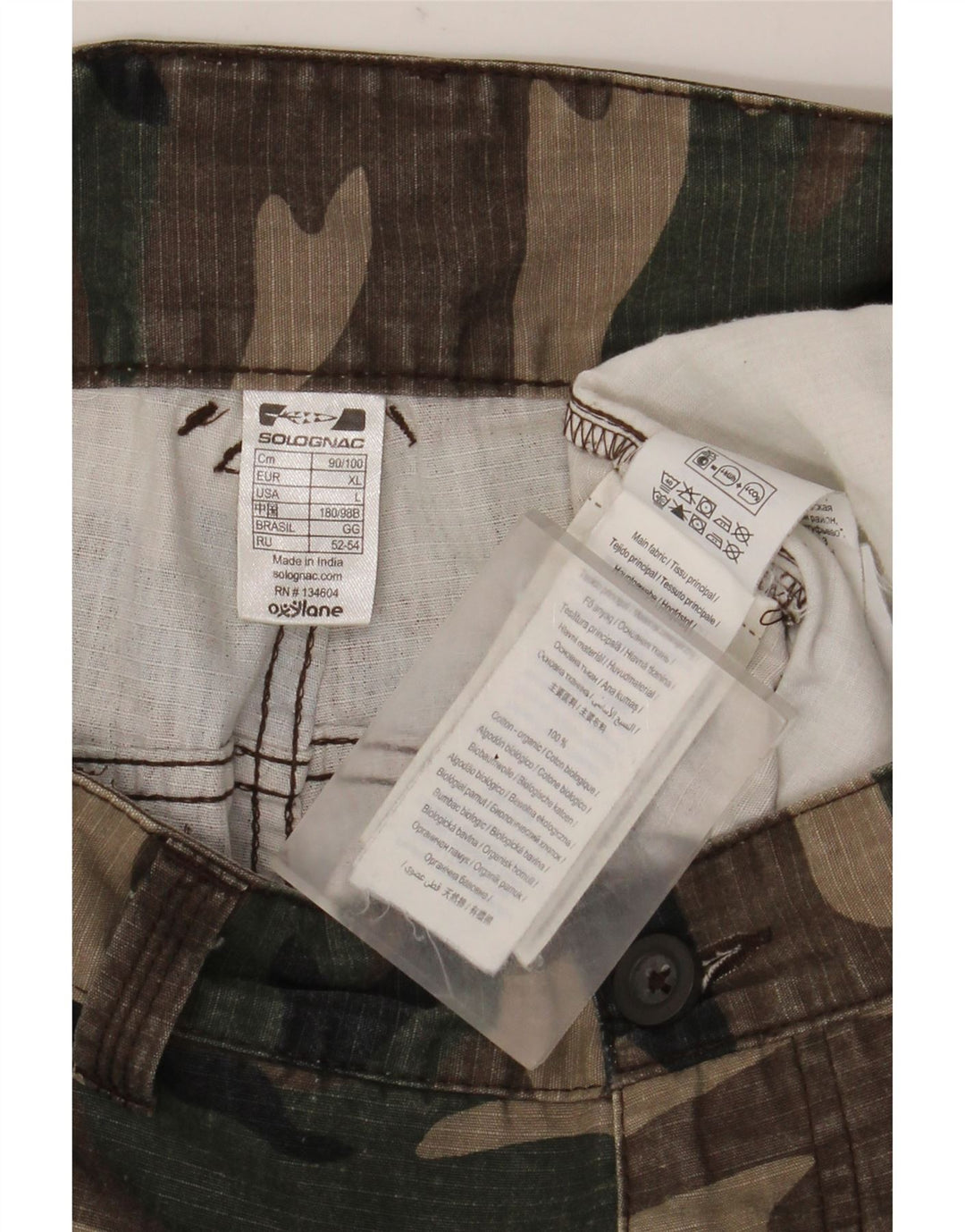 Pantaloncini cargo da uomo Solognac XL W38 in cotone marrone
