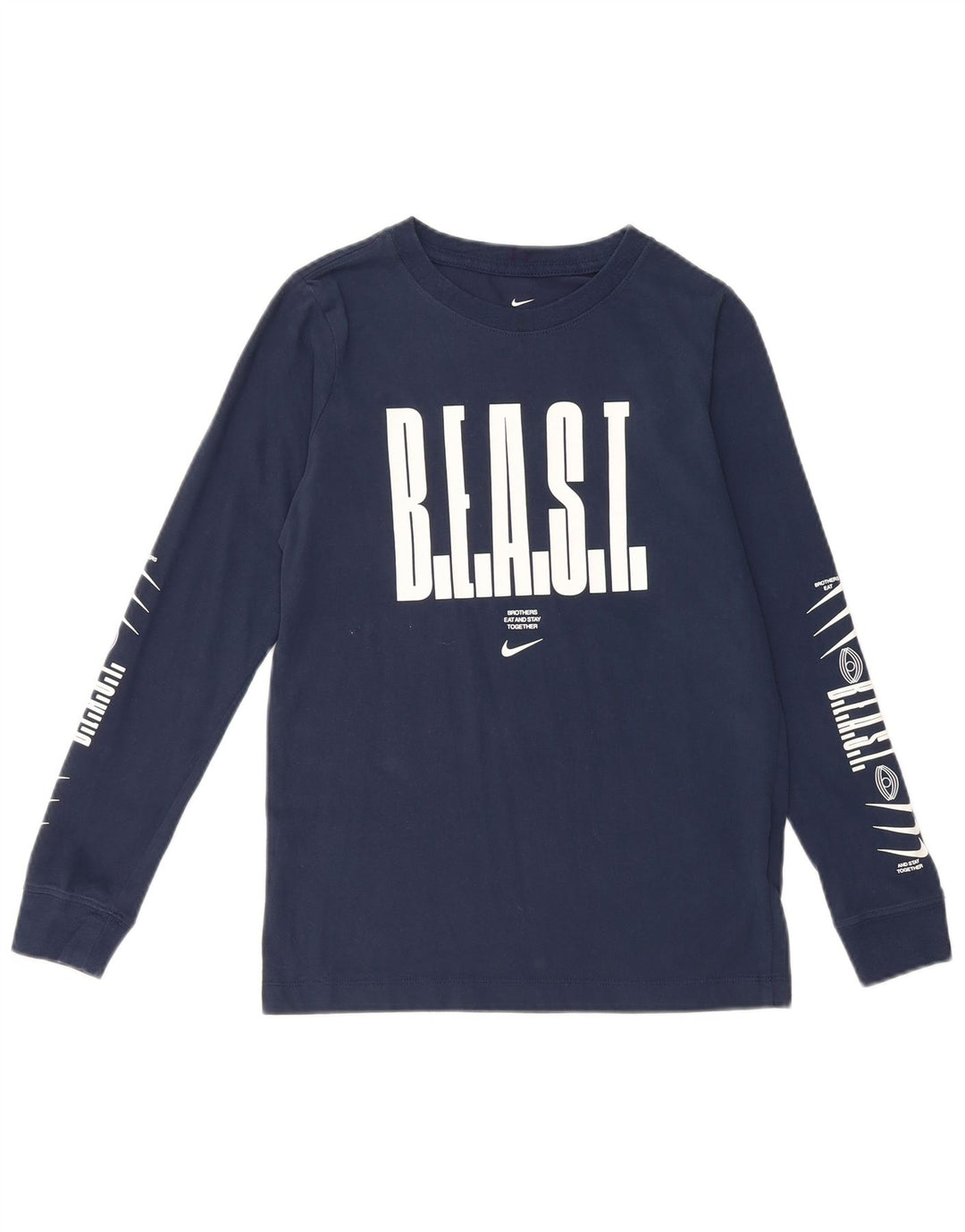 Top grafico Nike da ragazzo a manica lunga 10-11 anni cotone medio blu navy