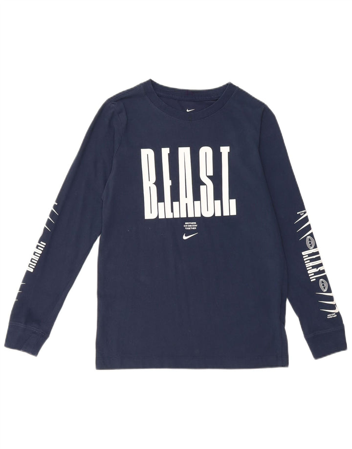 Top grafico Nike da ragazzo a manica lunga 10-11 anni cotone medio blu navy