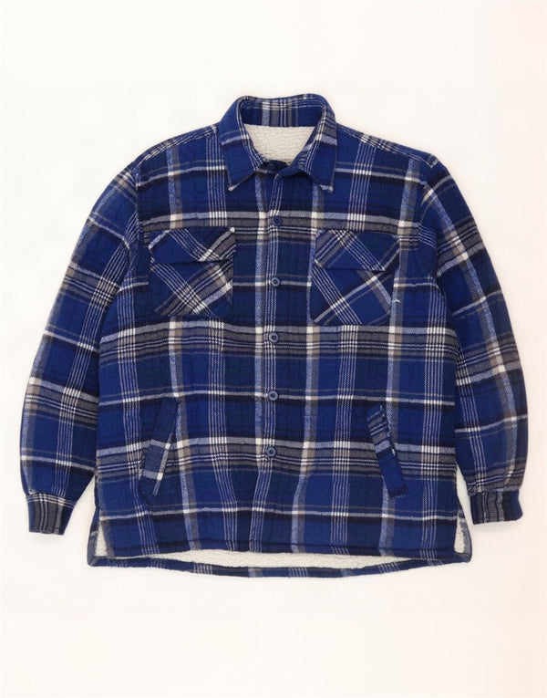 Camicia in flanella da boscaiolo vintage da uomo XL a quadri blu navy