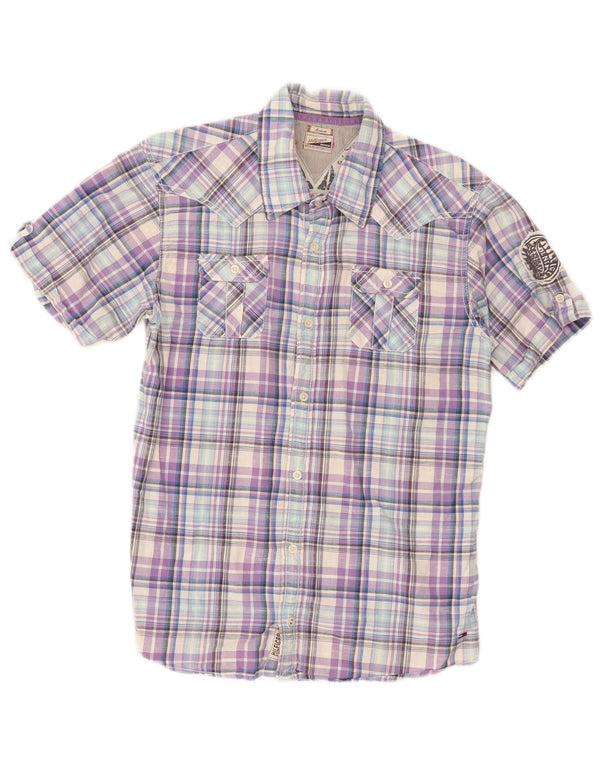 Camicia a maniche corte da uomo Tommy Hilfiger in cotone a quadri multicolore medio