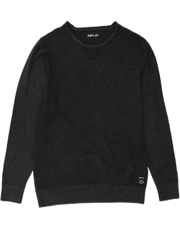 REPLAY Womens Crew Neck Jumper Sweater UK 18 XL Grey Wool Vintage Replay and Second-Hand Replay from Messina Hembry 