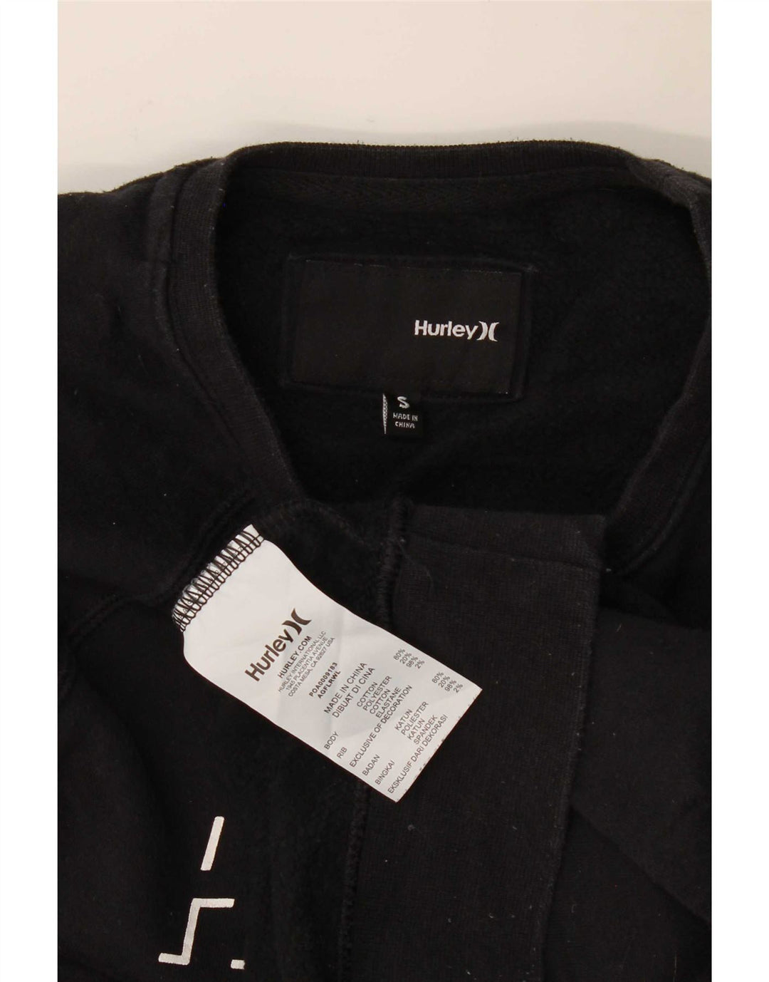 Felpa con grafica corta oversize da donna Hurley, maglione UK 10, piccola, nera