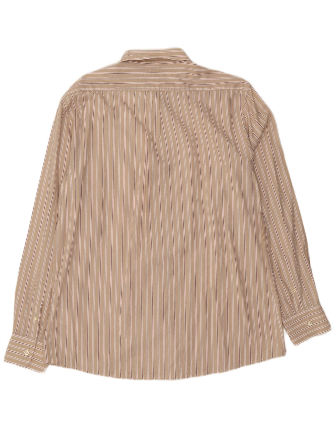 JAEGER Mens Shirt Large Beige Striped Cotton