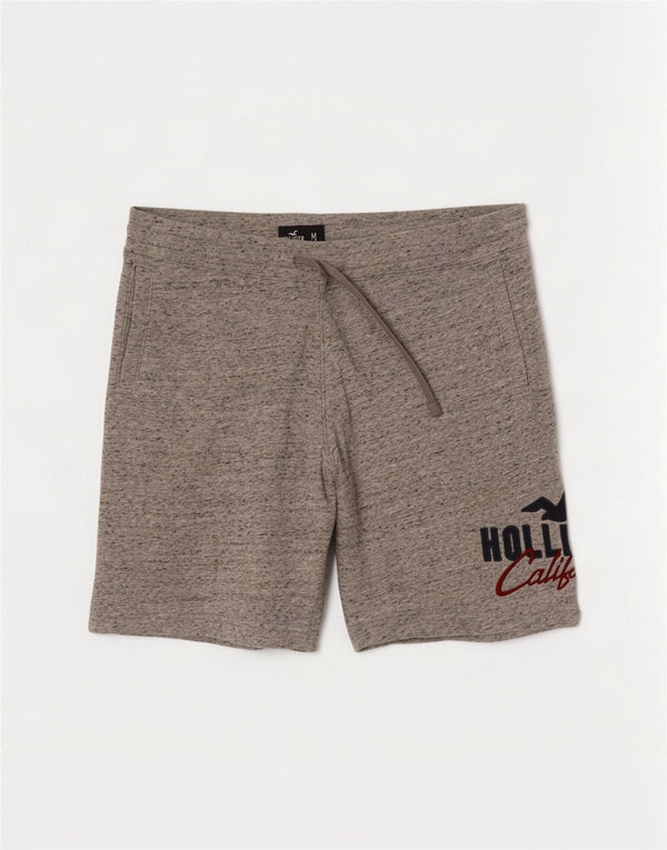 Pantaloncini sportivi Hollister da uomo con grafica grafica in cotone chiazzato grigio medio