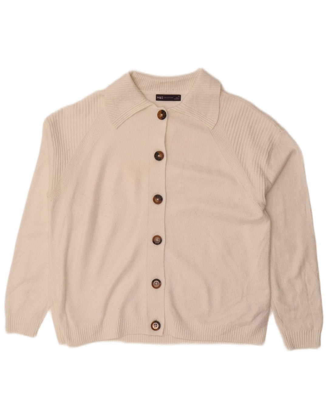 Maglione cardigan vestibilità ampia da donna Marks & Spencer UK 14 medio bianco