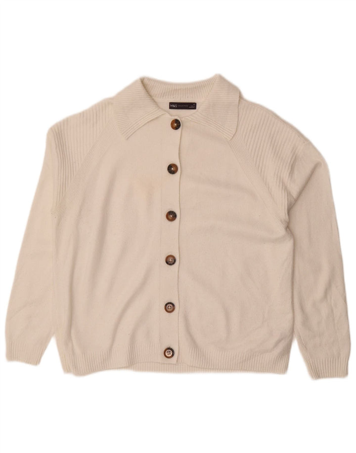 Maglione cardigan vestibilità ampia da donna Marks & Spencer UK 14 medio bianco