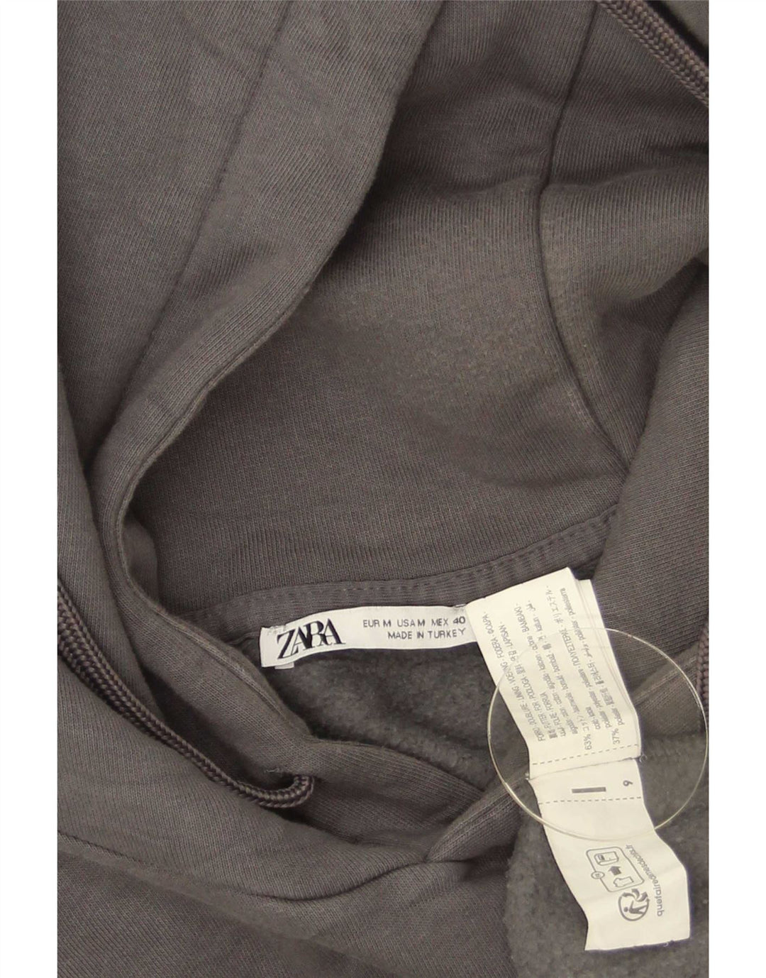 Maglione con cappuccio da uomo Zara in cotone grigio medio
