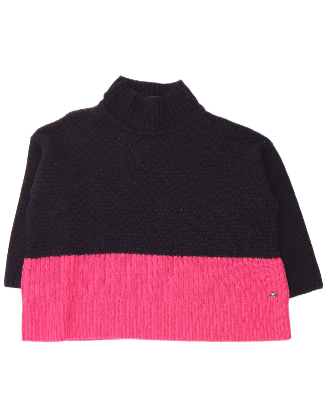 BARBOUR Maglione da donna con collo alto e maglione UK 18 XL Blu navy color block