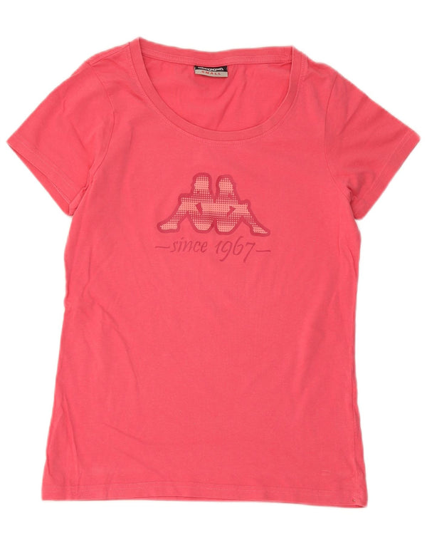 T-shirt grafica da donna Kappa Top UK 8 Small in cotone rosa