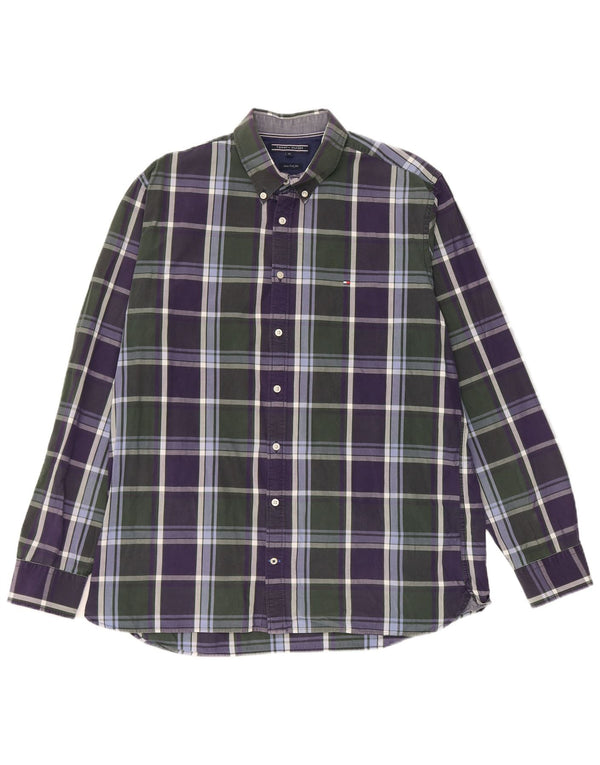 Camicia da uomo Tommy Hilfiger New York Fit XL blu navy a quadri in cotone