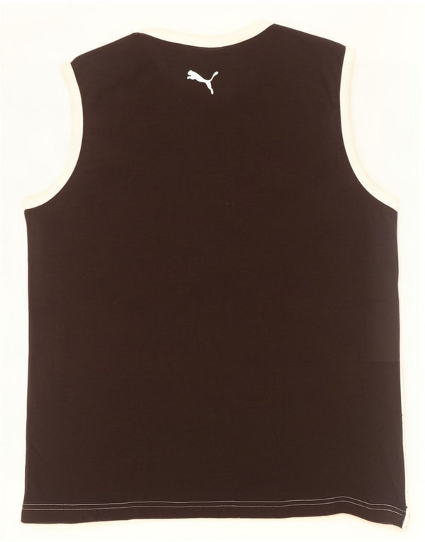 Puma Mens Graphic Vest Top Large Off White Colourblock Cotton