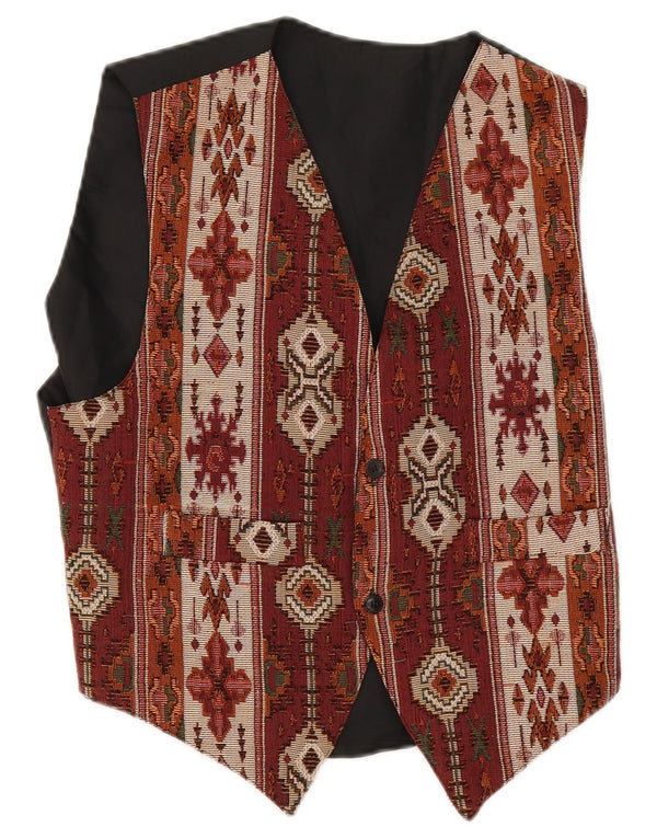 Gilet vintage da uomo bordeaux medio geometrico