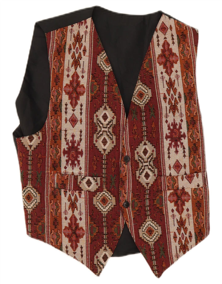 Gilet vintage da uomo bordeaux medio geometrico
