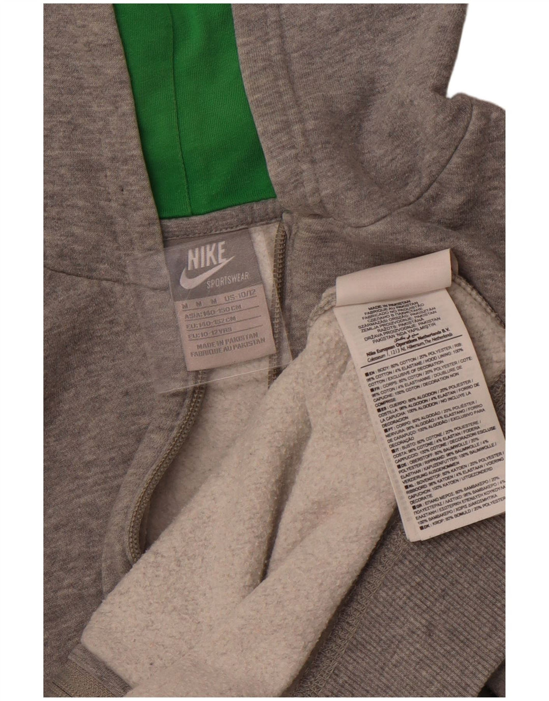 Maglione con cappuccio e zip per ragazze NIKE 10-11 anni in cotone grigio medio