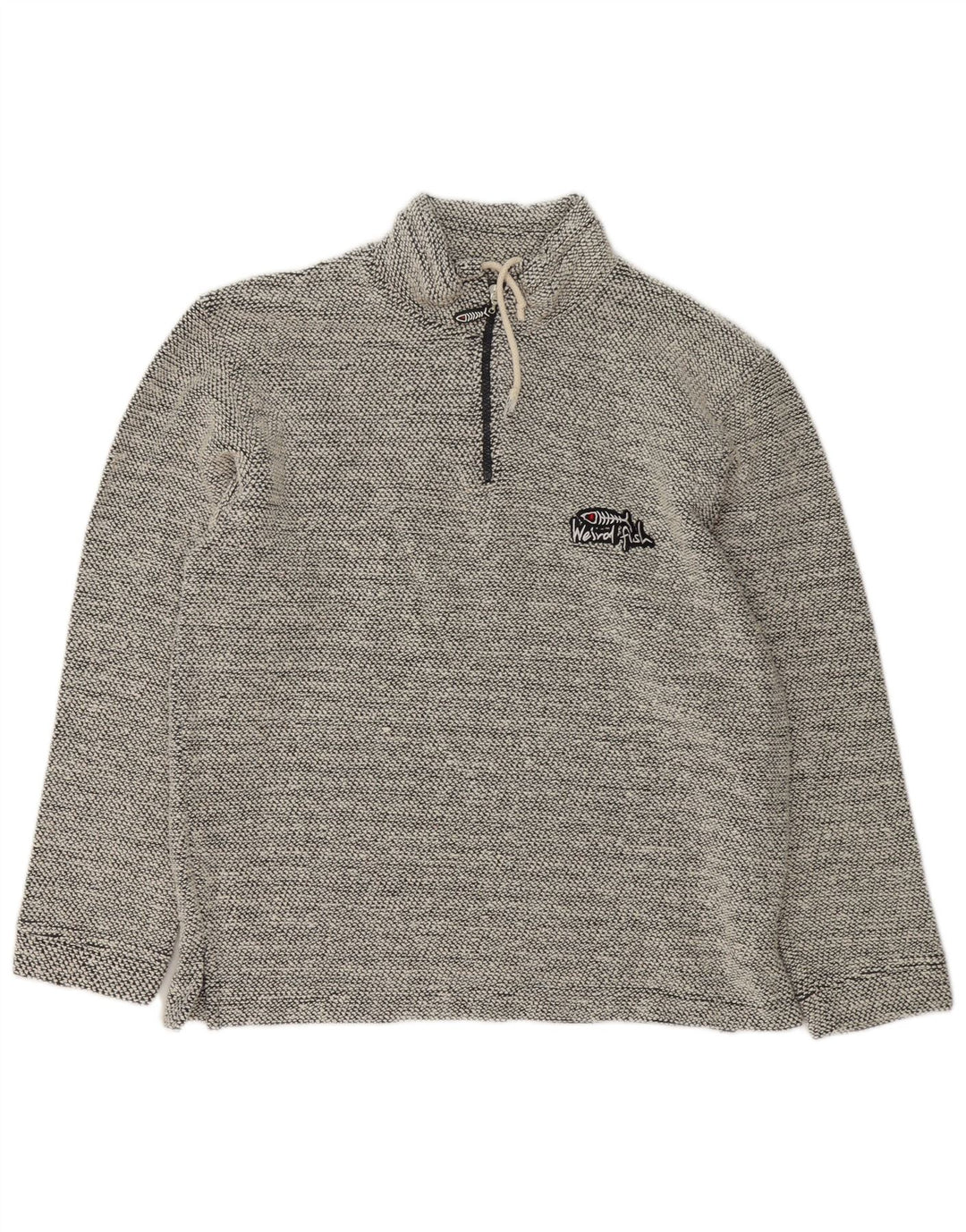 Felpa da uomo con collo con zip Weird Fish, piccola, in cotone grigio
