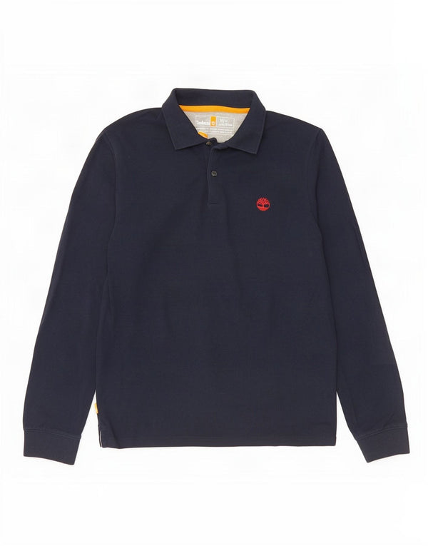 Polo da uomo slim fit a maniche lunghe Timberland in cotone blu navy medio