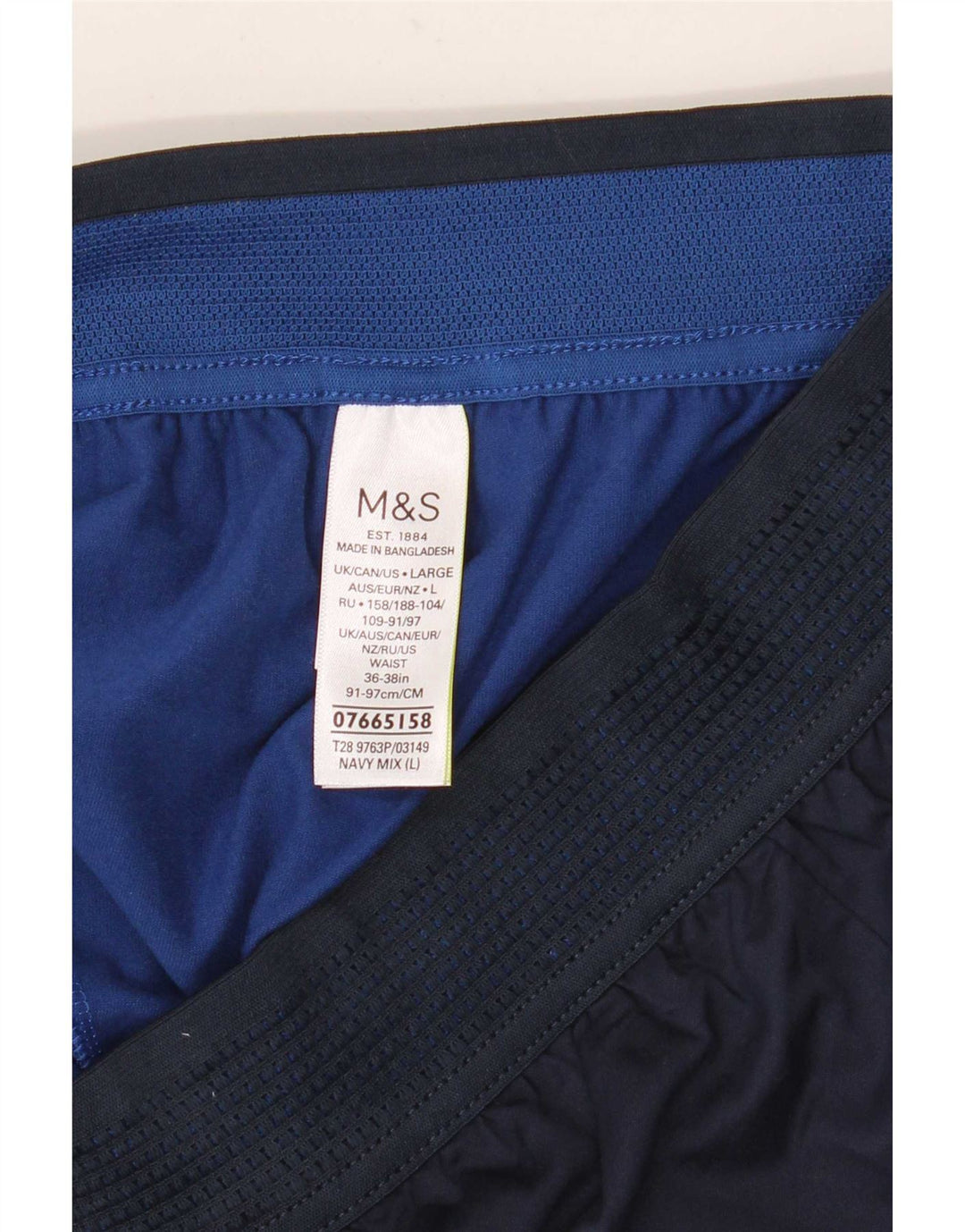 Pantaloncini sportivi da uomo Marks & Spencer grandi in poliestere blu navy