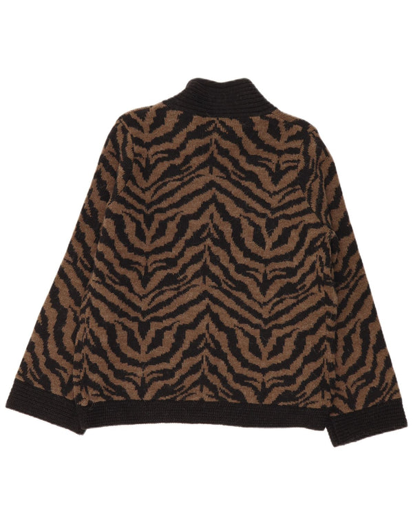 Maglione cardigan da donna Marks & Spencer UK 18 XL Acrilico con stampa animalier marrone