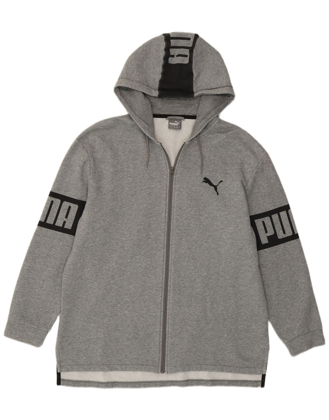 Felpa con cappuccio e zip grafica Puma da uomo XL in cotone grigio