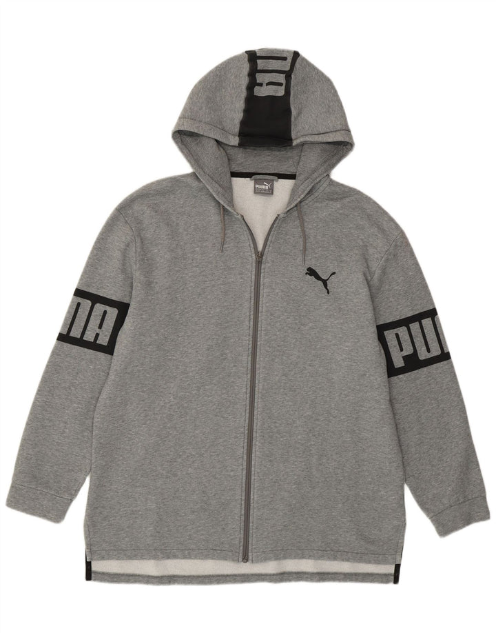 Felpa con cappuccio e zip grafica Puma da uomo XL in cotone grigio