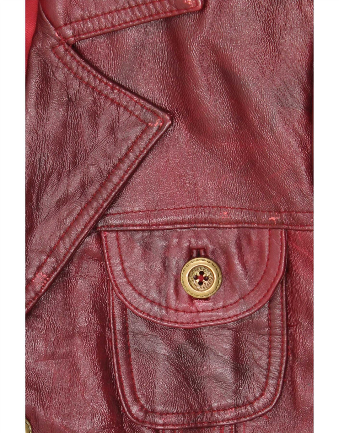 Giacca in pelle vintage da donna UK 26 5XL Borgogna