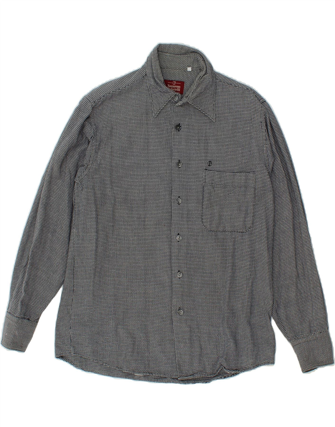 NAZARENO GABRIELLI Mens Abstract Pattern Shirt Medium Navy Blue Cotton Vintage Nazareno Gabrielli and Second-Hand Nazareno Gabrielli from Messina Hembry 