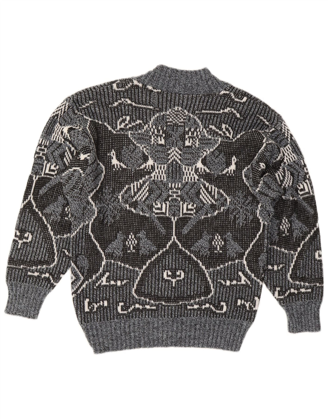 Maglione vintage da donna con scollo a V IT 48 XL Poliacrilico Fair Isle grigio