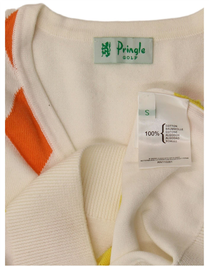 Canotta da donna Pringle Canotta UK 10 Small White Argyle/Diamond Cotton