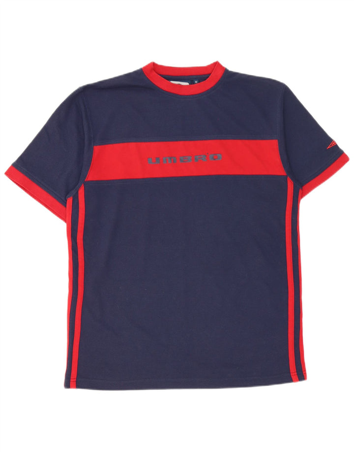 T-shirt grafica da uomo Umbro Top medio in poliestere color block blu navy