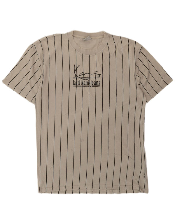 KARL KANI T-shirt grafica da uomo Top in cotone a righe beige piccolo